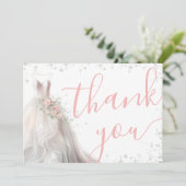 エレガントなピンクのウェディングドレス ブライダルシャワー サンキューカード (スタンド正面)