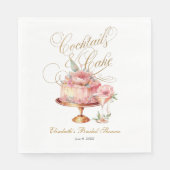 エレガントなピンクのカクテルとケーキのブライズシャワー スタンダードランチョンナプキン (正面)