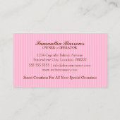 エレガントなピンクのカップケーキのベーカリー 名刺 (裏面)
