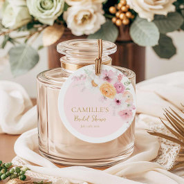 エレガントなピンクのガーデン ブライダルシャワー フェイバータグ