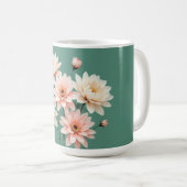 エレガントなピンクのキクの芸術 コーヒーマグカップ (正面右)