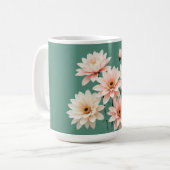 エレガントなピンクのキクの芸術 コーヒーマグカップ (正面左)