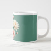 エレガントなピンクのキクの芸術 ジャンボコーヒーマグカップ (右)