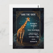 エレガントなピンクのキリン ウェディング招待状の写真 ポストカード (正面/裏面)