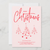 エレガントなピンクのクリスマスツリー シーズンカード (正面)