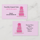 エレガントなピンクのケーキ 名刺 (正面/裏面)
