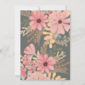 エレガントなピンクのゴールデンセージの花と葉の誕生日 招待状 (裏面)