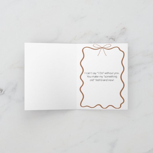 エレガントなピンクのサテンドレスのウェディングパーティーへの提案 カード (内部)