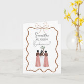 エレガントなピンクのサテンドレスのウェディングパーティーへの提案 カード (黄色い花)