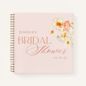 エレガントなピンクのシトラス フラワーブライダルシャワーゲスト ノートブック (正面)
