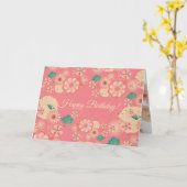 エレガントなピンクのシャクヤク、花の春のモモの庭、 カード (黄色い花)