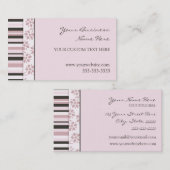 エレガントなピンクのストライプの名刺 名刺 (正面/裏面)