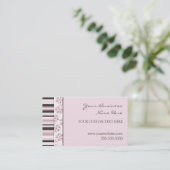 エレガントなピンクのストライプの名刺 名刺 (スタンド正面)