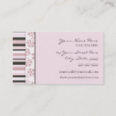 エレガントなピンクのストライプの名刺 名刺 (裏面)