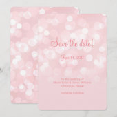 エレガントなピンクのスパークリングボケ セーブザデートカード (正面/裏面)