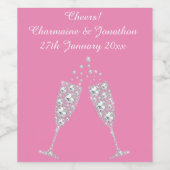 エレガントなピンクのスパークリング ワイン グラス ワイン ラベル (シングルラベル)