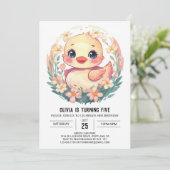 エレガントなピンクのダックの誕生日 招待状 (スタンド正面)