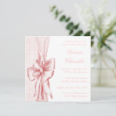 エレガントなピンクのダマスクベビーガールシャワー 招待状 (スタンド正面)