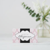 エレガントなピンクのダマスク織のエレガントな名刺 名刺 (スタンド正面)