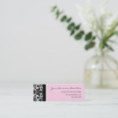 エレガントなピンクのダマスク織の名刺 スキニー名刺 (スタンド正面)