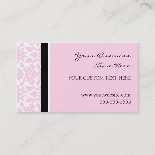 エレガントなピンクのダマスク織の名刺 名刺 (正面)