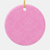 エレガントなピンクのダマスク織、プリンセスのティアラ セラミックオーナメント (裏面)