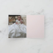 エレガントなピンクのダマスク フォト ありがとうカード サンキューカード (内部)