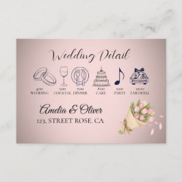 エレガントなピンクのチューリップのブーケ ウェディング ディテール エンクロージャーカード