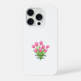 エレガントなピンクのチューリップ 植物画のモチベーションを高める名言 iPhone 15 PROケース