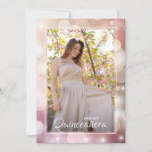 エレガントなピンクのチークのキンセアニエラの写真 招待状 (正面)