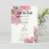 エレガントなピンクのツツジとアイボリーの結婚式予告カード セーブザデート (スタンド正面)