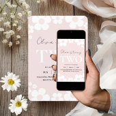 エレガントなピンクのデイジー子供の誕生日フラワーバースデー 招待状