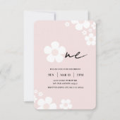 エレガントなピンクのデイジー子供の誕生日 招待状 (正面)