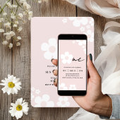 エレガントなピンクのデイジー子供の誕生日 招待状