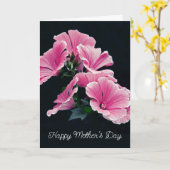 エレガントなピンクのハルディオックマロウの花 カード (黄色い花)