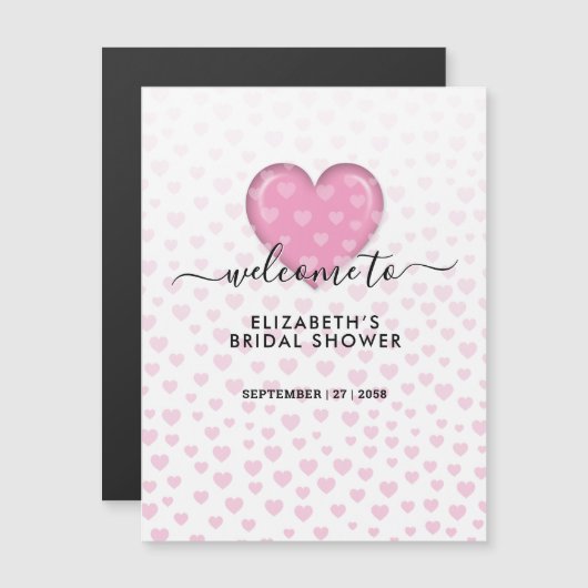 エレガントなピンクのハートとドットのデザイン (正面/裏面)