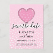 エレガントなピンクのハートとドットのデザイン ポストカード (正面)