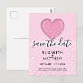 エレガントなピンクのハートと斑点のデザイン ポストカード (正面/裏面)