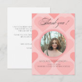 エレガントなピンクのハートの卒業感謝  サンキューカード (正面/裏面)