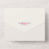 エレガントなピンクのバラとゴールドの幾何学模様の円 オールインワン招待状 (裏面)