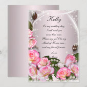 エレガントなピンクのバラとパール メイド オブ オナー カード (正面/裏面)