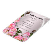 エレガントなピンクのバラとパール 保存日 マグネット (左側)