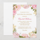 エレガントなピンクのバラのキンセアニエラ招待状 招待状 (正面/裏面)