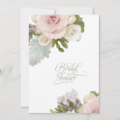 エレガントなピンクのバラの多肉植物 ブライダルシャワーティー 招待状 (裏面)