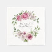 エレガントなピンクのバラの花のウェディングまたはベビーシャワー スタンダードカクテルナプキン (正面)