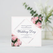 エレガントなピンクのバラの花のウェディング 招待状 (スタンド正面)