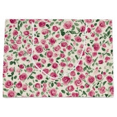 エレガントなピンクのバラの花のブライズシャワー ラージペーパーバッグ (正面)