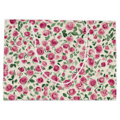 エレガントなピンクのバラの花のブライズシャワー ラージペーパーバッグ (裏面)