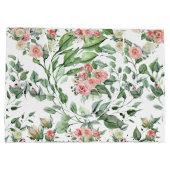 エレガントなピンクのバラの花の植物学のウェディングギフトバッグ ラージペーパーバッグ (裏面)