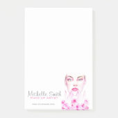 エレガントなピンクのバラの花の水彩画 美容サロン ポストイット (正面)